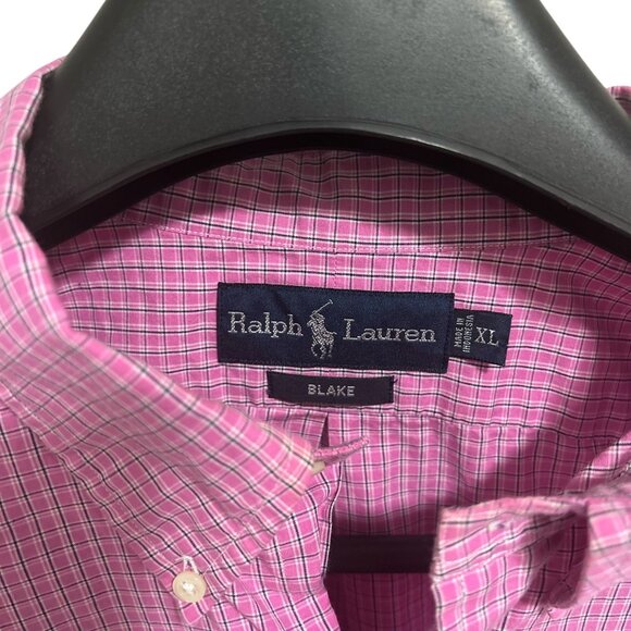 Ralph Lauren Mens Blake Button Down Short Sleeve Pink Check Shirt XL - Picture 3 of 6